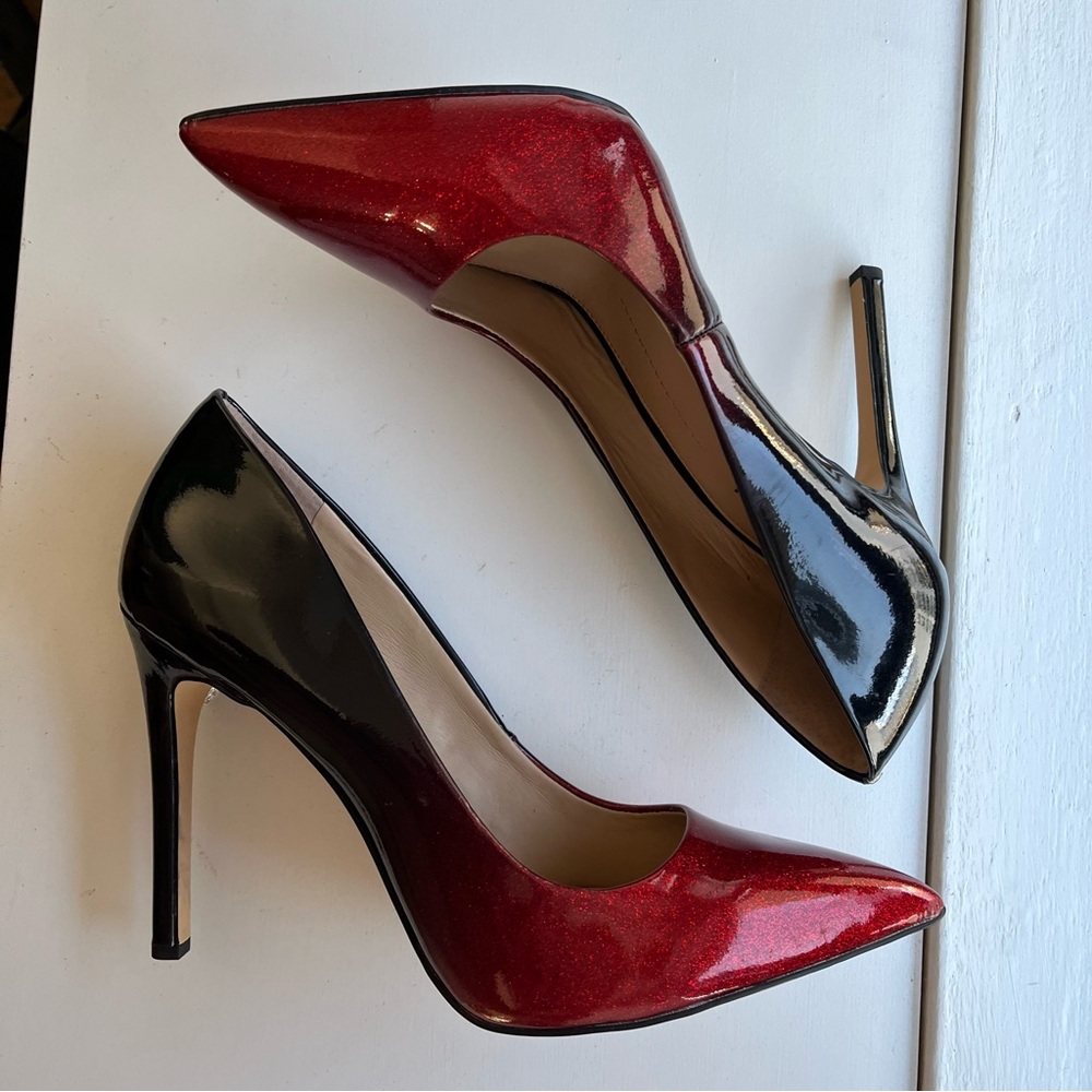 Gianni Bini Red/Black Serena Pointed Toe Stilato Pumps Sz 11